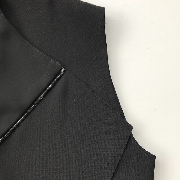VINCE LBD black dress, sleeveless, front zip asymmetrical drape, cut seam EUC, 6 - Picture 9 of 16